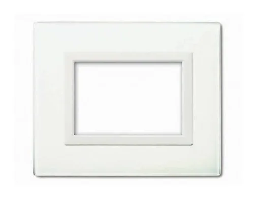 Plate VERA 44 rectangular in glass white 3 modules — SOMEF 44PV3BL