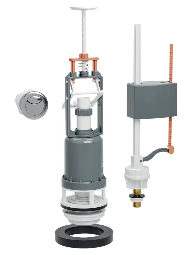 SOPAL — Push-button flush mechanism set with brass-tail fill valve — 61E6A00