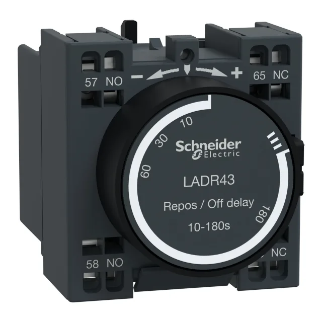 TeSys Deca LADR43 time delay auxiliary block — 10 to 180 s, off-delay