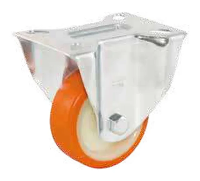 Fixed caster in sheet steel, with screw mounting plate, polyamide wheel with polyurethane tread — 812000