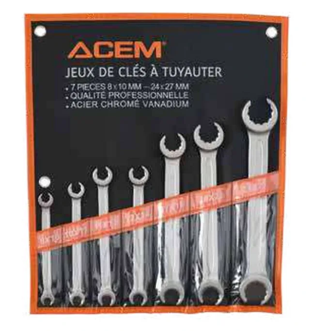 Set of flare-nut wrenches straight in pouch — 121100