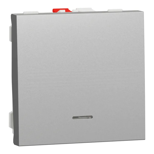 New Unica NU320630N no push button with locator lamp — aluminium