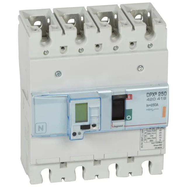 Disjoncteur électronique avec unité de mesure DPX³250 pouvoir de coupure 25kA 400V~ – 4P – 250A — Legrand — 420419