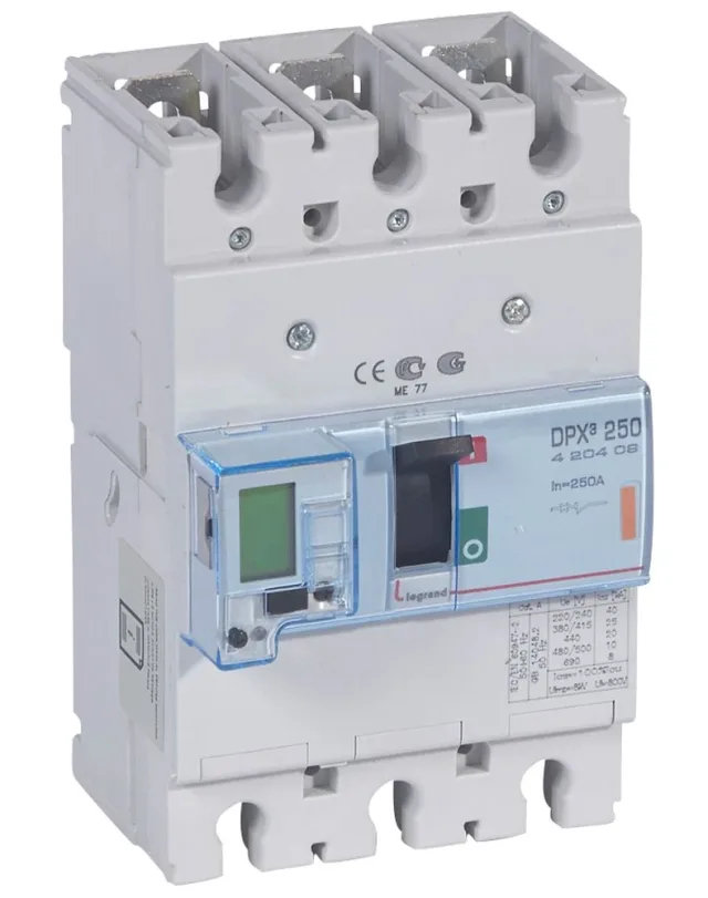 Disjoncteur électronique avec unité de mesure DPX³250 pouvoir de coupure 25kA 400V~ – 3P – 250A — Legrand — 420409