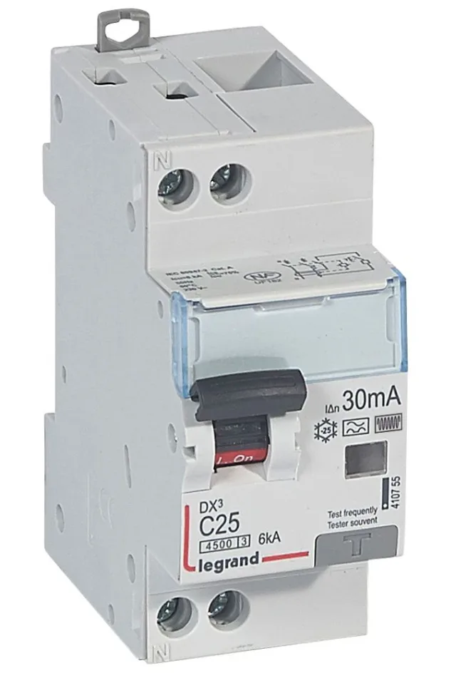 Legrand DX³ RCBO — 25A, 2 modules, IP20 — 410755