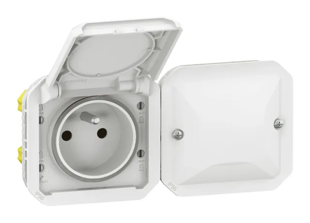 Prise de courant 2P+T connectée étanche Plexo with Netatmo IP55 16A 3680W 2 postes – à équiper blanc — Legrand — 069882L