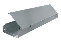 Solid-bottom cable tray with hinged cover — S5