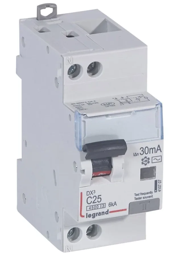 Legrand DX³ RCBO — 25A, 2 modules, IP20 — 410707