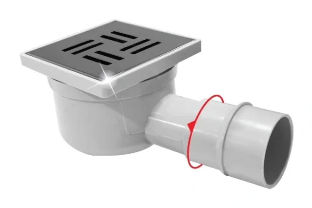 Floor drain in PVC adjustable 10 × 10 grate stainless steel — EJIM JSB1104