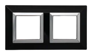 Plaque CUBICA 44 carrée noir avec cadre chromé 2+2 modules — SOMEF 44PZ24NLC