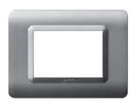 Plate technopolymer 44 rectangular matt silver 3 modules — SOMEF 44PY03AO