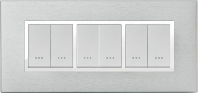 Plaque rectangulaire 6 modules aluminium anodisé brossé STIEL ALPHA Prestige
