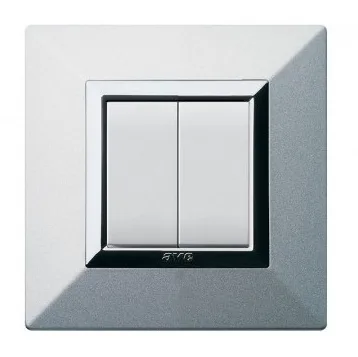 Plate ZAMA 44 square aluminium natural brushed 2 modules — SOMEF 44PK22ALS