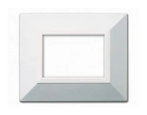 Plate ZAMA 44 rectangular white metallic 3 modules — SOMEF 44P93BMC