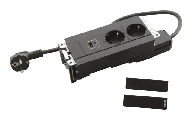 Legrand Incara furniture power module — 250V, IP20, Black — 654786