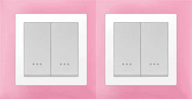 STIEL ALPHA Quadro 4-module square pink cover plate with chrome trim