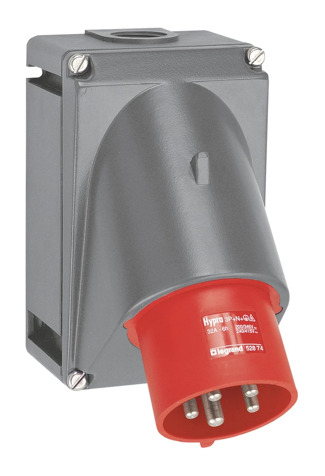 Fiche inclinée Hypra IP44 32A - 380V~ à 415V~ - 3P+N+T - plastique — Legrand