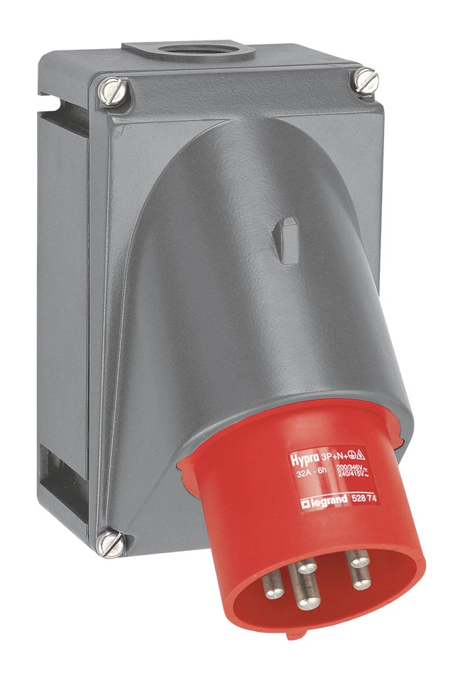 Fiche inclinée Hypra IP44 32A - 380V~ à 415V~ - 3P+N+T - plastique — Legrand