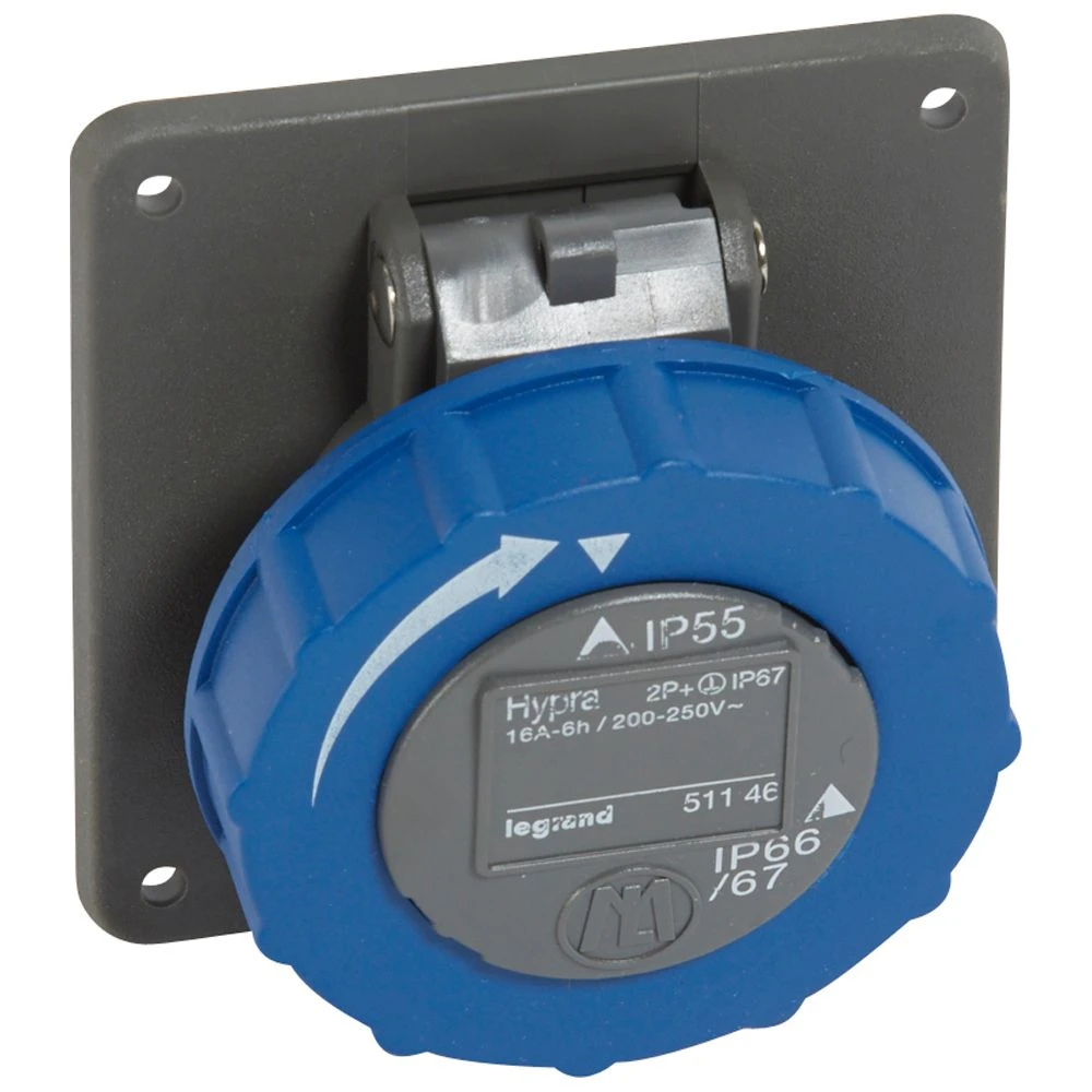 Prise à entraxes unifiés Hypra IP66/67-55 - 200V~ à 250V~ - 2P+T - plastique — Legrand