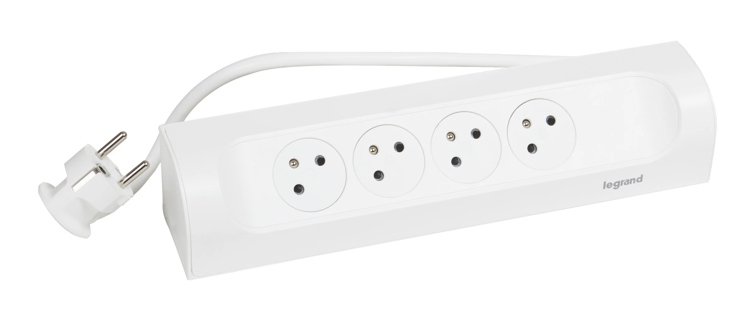 Multiprise d'angle équipée de 4 prises 2P+T Surface 16A 230V et cordon longueur 1m - blanc — Legrand