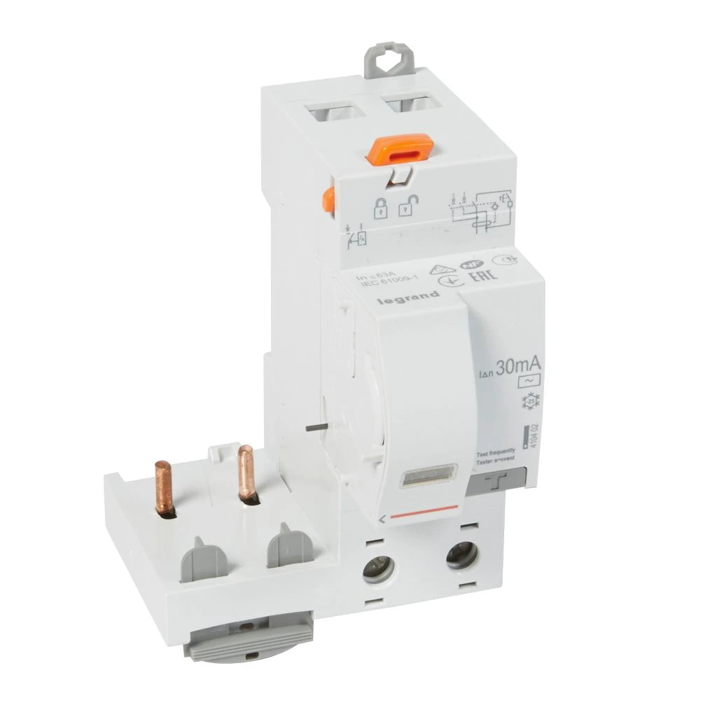 Bloc différentiel adaptable à vis DX³ pour disjoncteur 1 module par pôle – 2P 230V~ – 63A – typeAC 30mA — Legrand