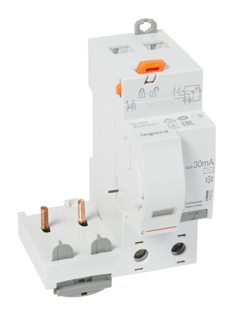 Bloc différentiel adaptable à vis DX³ pour disjoncteur 1 module par pôle – 2P 230V~ – 63A – typeAC 30mA — Legrand
