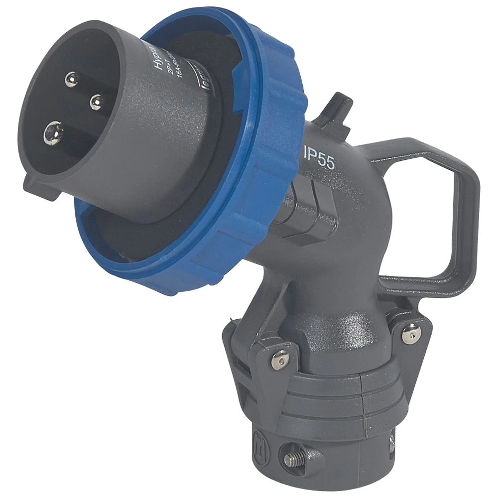 Fiche mobile coudée Hypra IP66/67-55 16A - 200V~ à 250V~ - 2P+T - plastique — Legrand