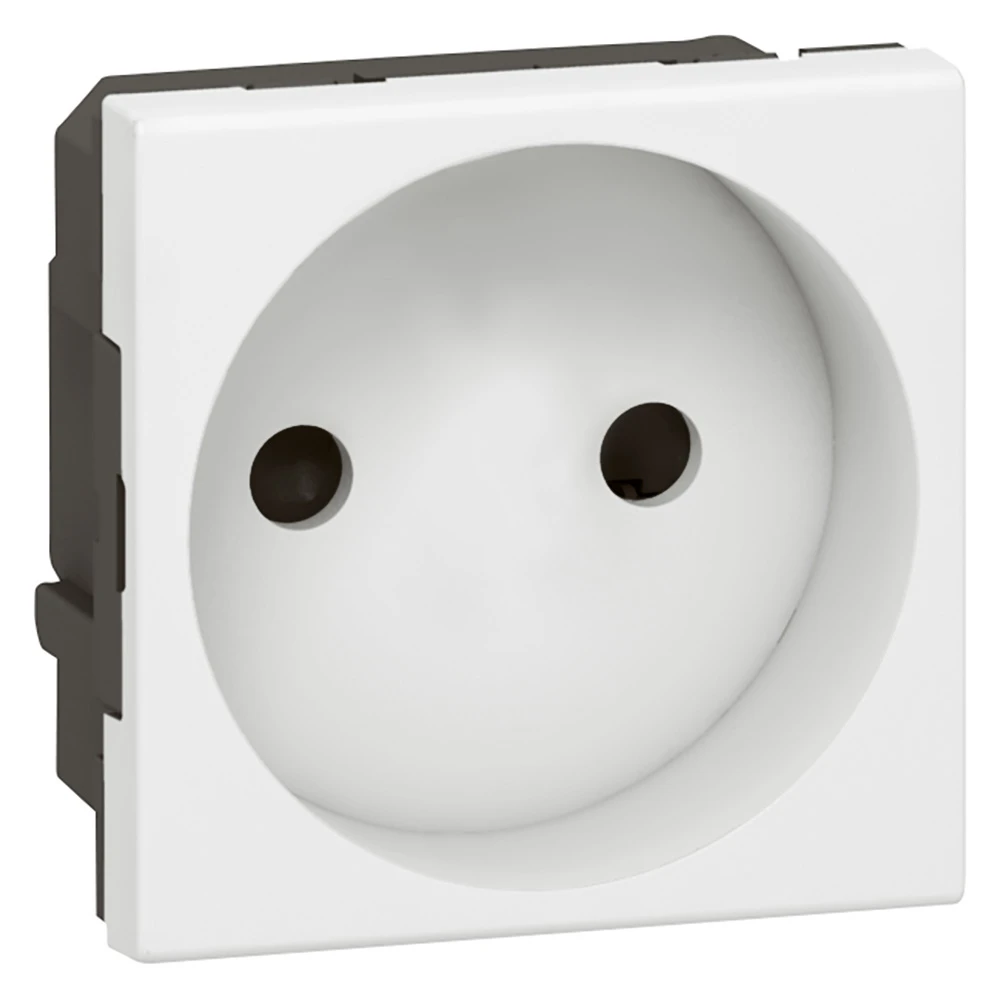 Legrand Mosaic 2P socket outlet, 2 modules, automatic terminals, white — 077110