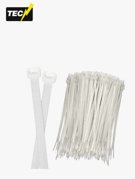 White plastic cable ties