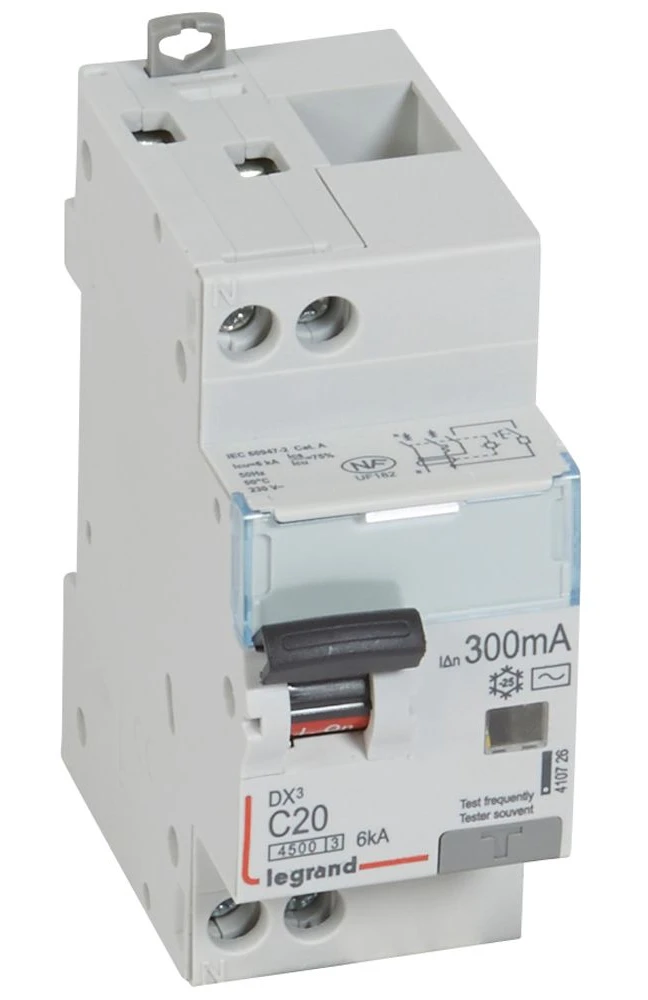Legrand DX³ RCBO — 20A, 2 modules, IP20 — 410726