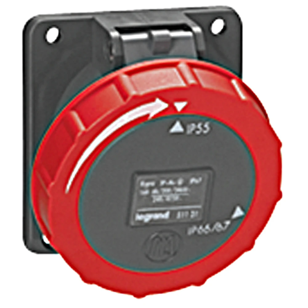 Prise fixe Hypra IP66/67-55 16A - 380V~ à 415V~ - 3P+T - plastique — Legrand