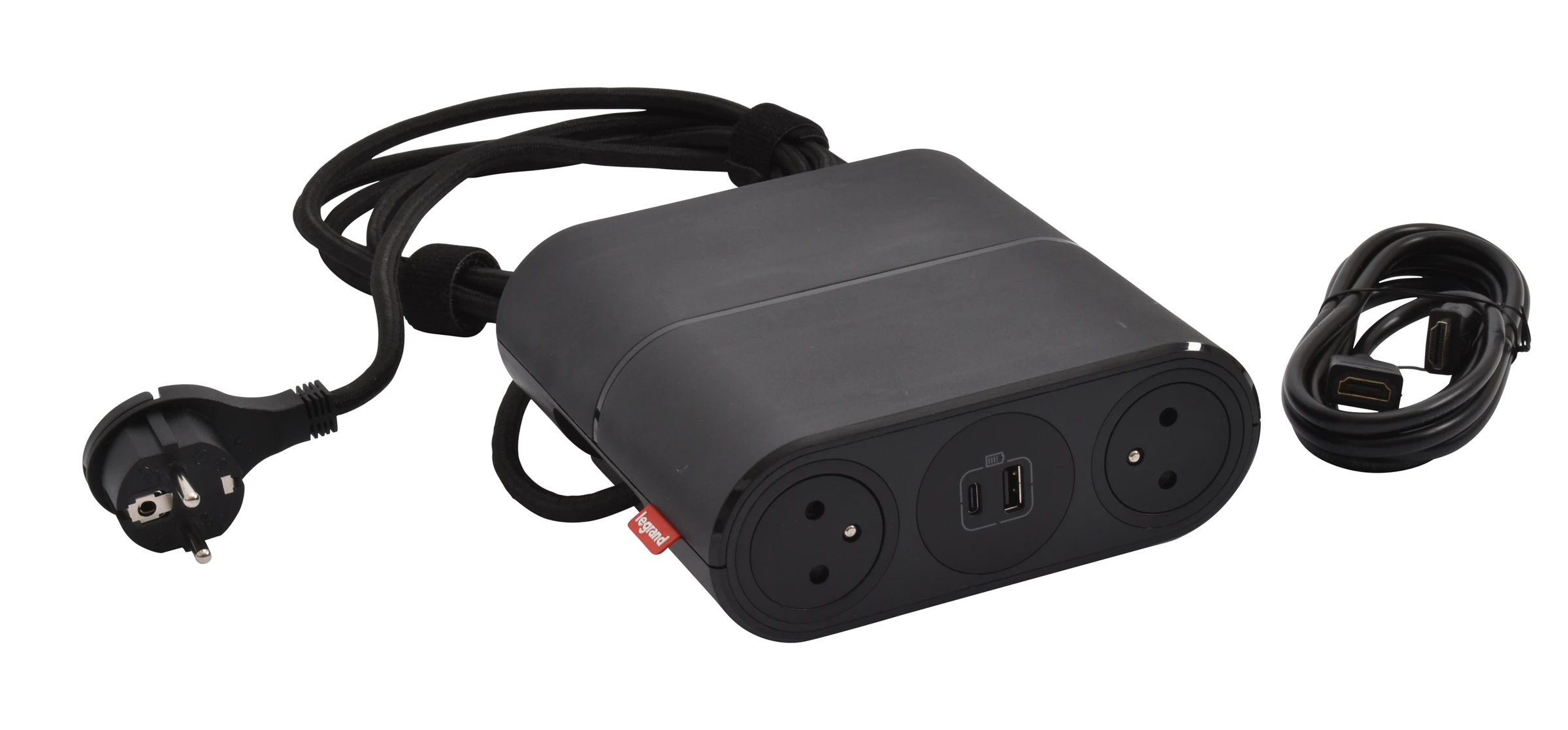 Legrand Incara mobile power strip — 250V, IP3XD, Black — 654881