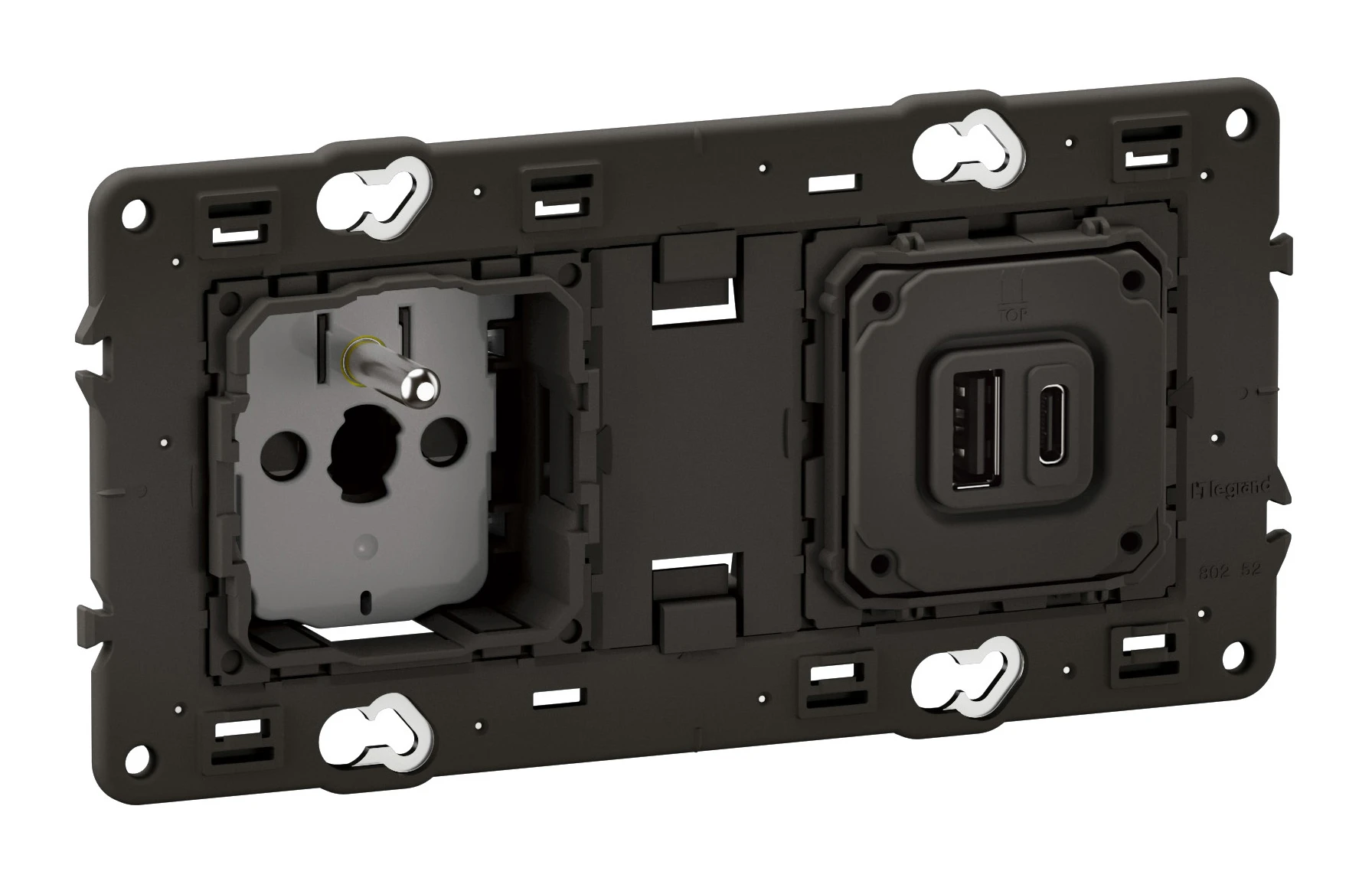 Prise double 2P+T Surface Confort + 2 USB Type-A + Type-C Céliane précâblée - 20W Power Delivery — Legrand