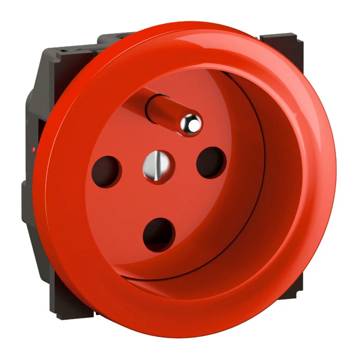 Prise 2P+T 16A 250V à détrompage Céliane avec enjoliveur rouge — Legrand