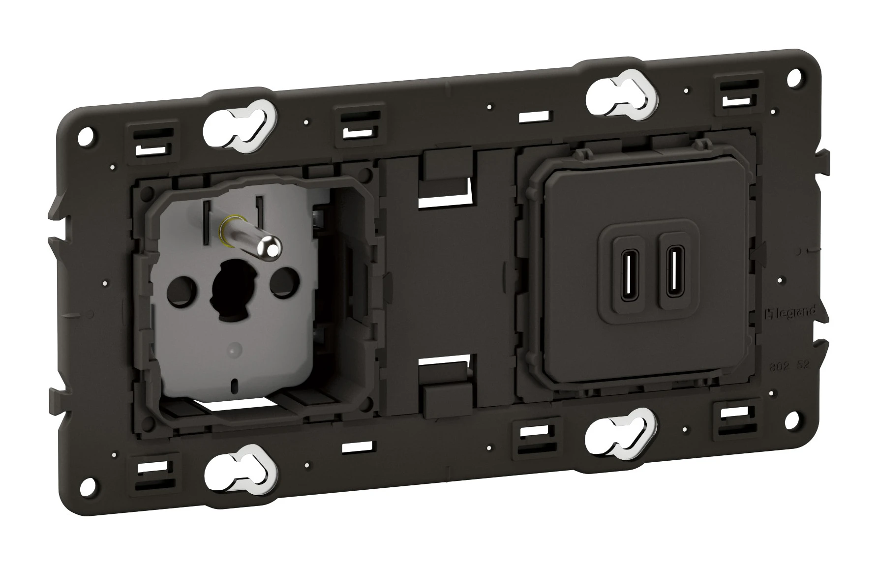 Prise double 2P+T Surface Confort + 2 USB Type-C Céliane précâblée - 20W Power Delivery — Legrand