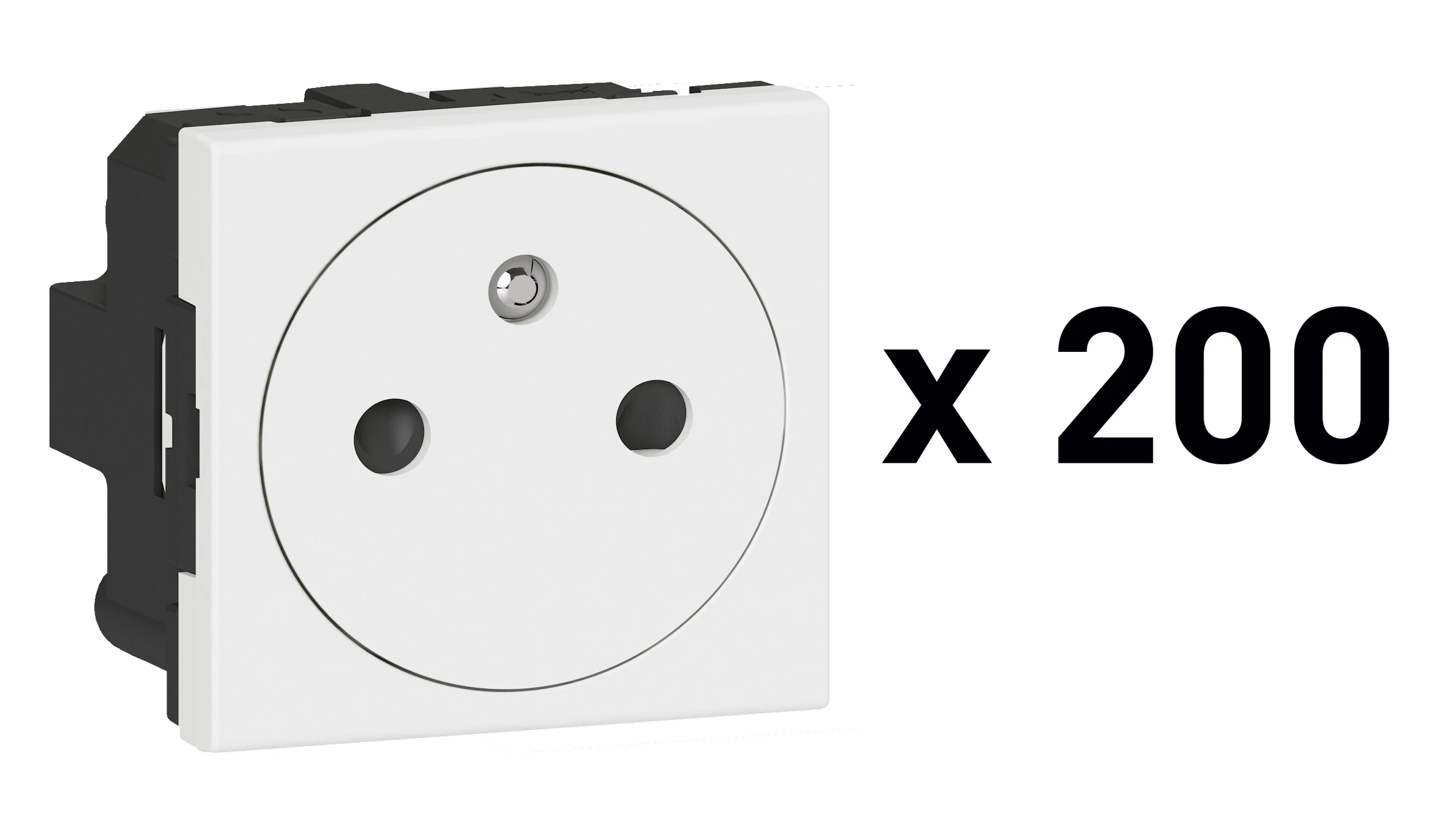 Legrand Mosaic Surface 2P+E sockets, 2 modules, pack of 200 — 077199L