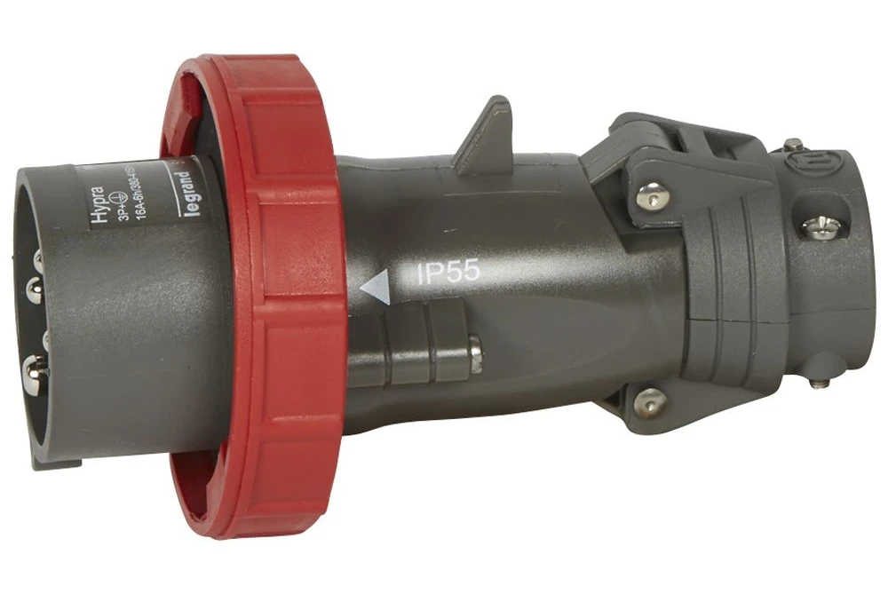 Fiche mobile droite Hypra IP66/67-55 16A - 380V~ à 415V~ - 3P+T - plastique — Legrand
