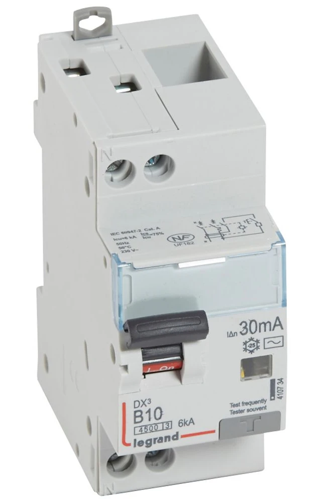 Legrand DX³ RCBO — 10A, 2 modules, IP20 — 410734