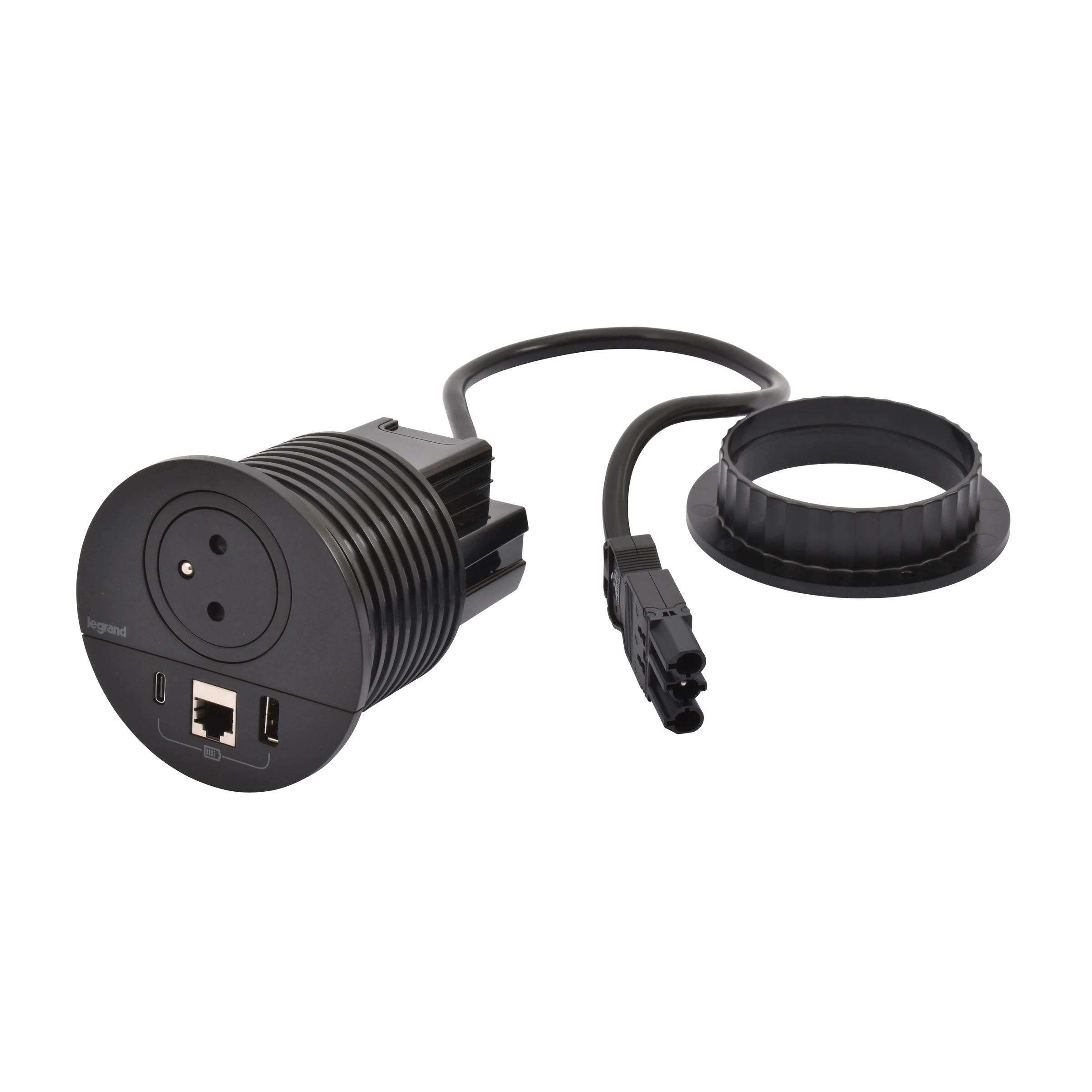Legrand Incara furniture power module — 250V, IP20, Black — 654702F