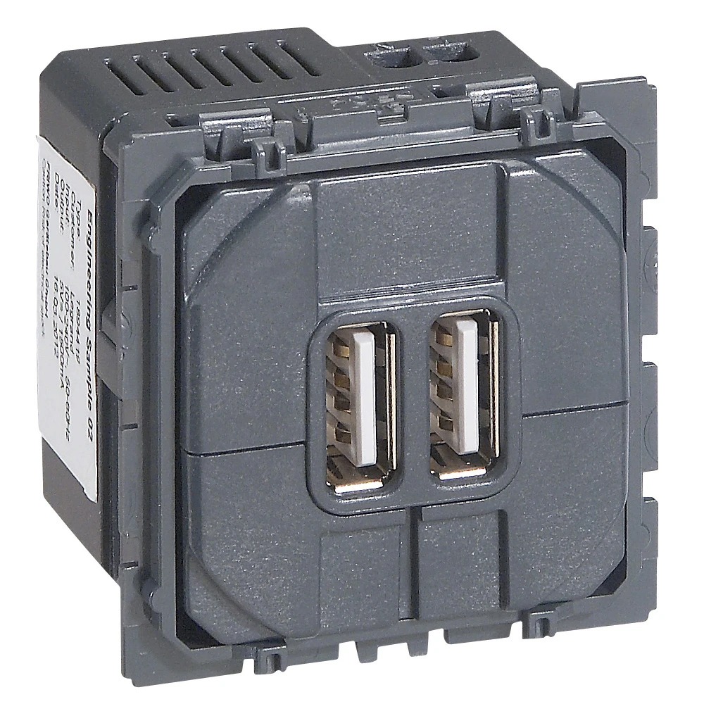 Prise double USB Céliane Type-A 2,4A 15W — Legrand