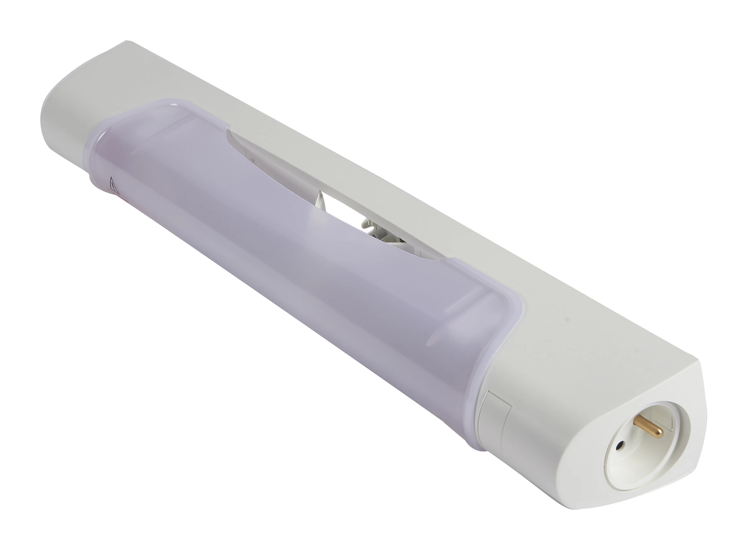 Applique standard 470mm IP21 et IK04 Prismaline avec prise 2P+T à équiper de tube S19 — SARLAM