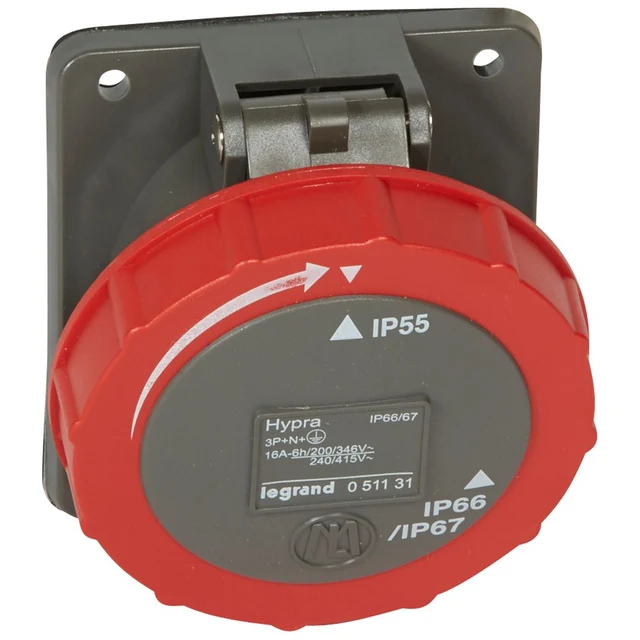 Prise fixe Hypra IP66/67-55 16A - 380V~ à 415V~ - 3P+N+T - plastique — Legrand