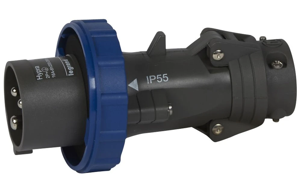 Fiche mobile droite Hypra IP66/67-55 16A - 200V~ à 250V~ - 2P+T - plastique — Legrand