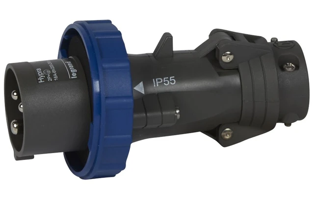 Fiche mobile droite Hypra IP66/67-55 16A - 200V~ à 250V~ - 2P+T - plastique — Legrand