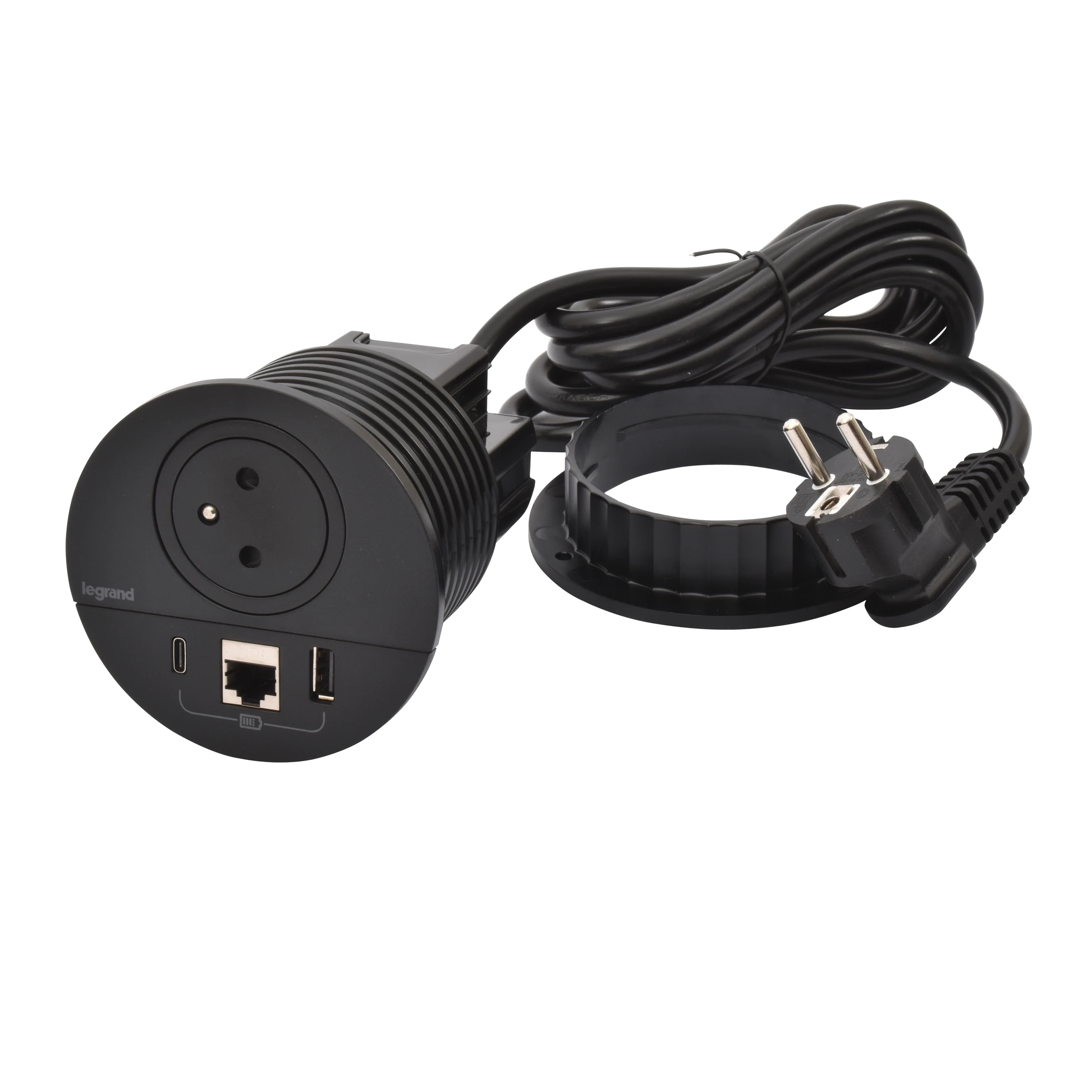 Legrand Incara furniture power module — 250V, IP20, Black — 654702