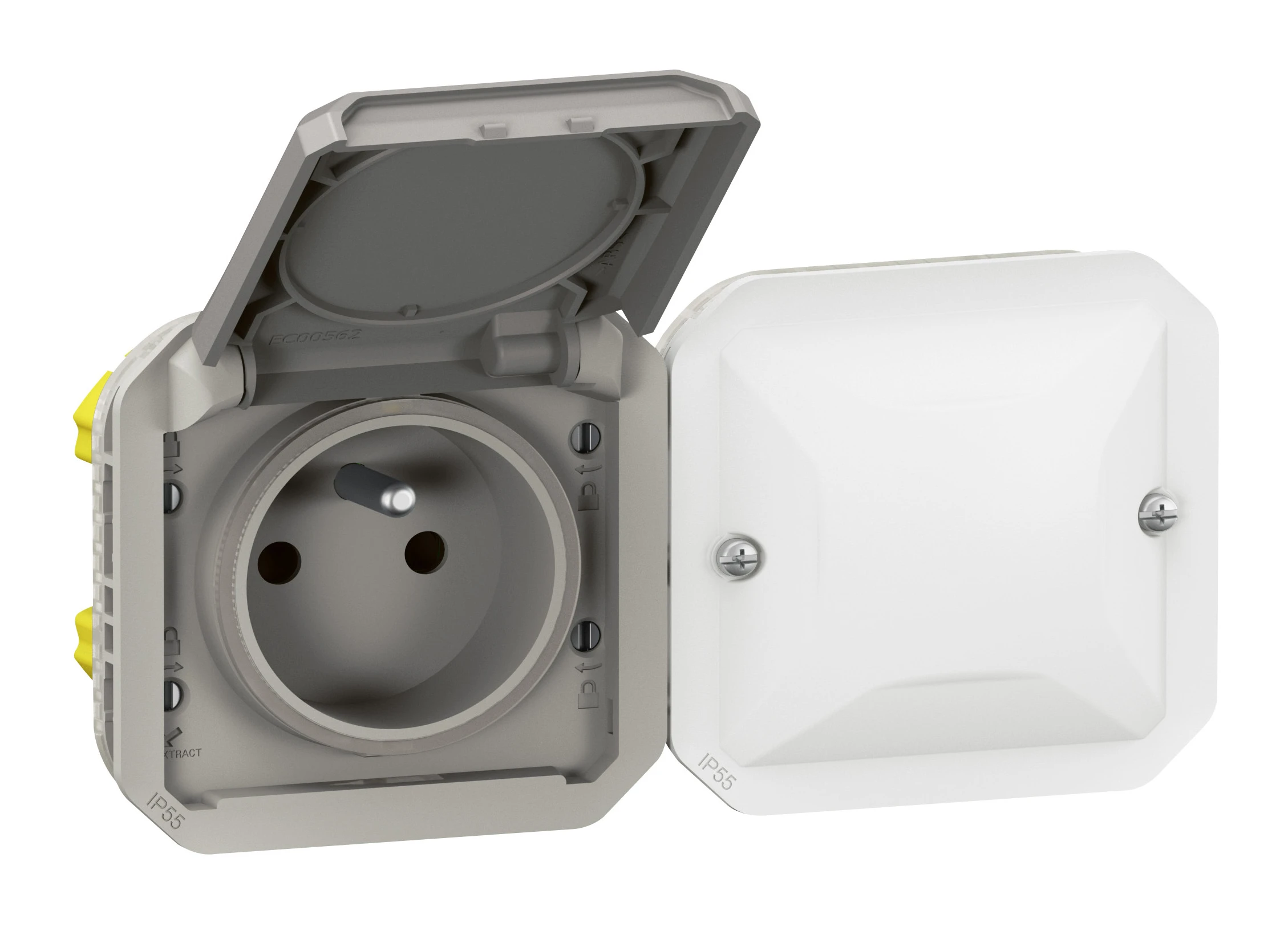 Prise de courant 2P+T connectée étanche Plexo with Netatmo IP55 16A 3680W 2 postes - à équiper gris — Legrand — 069872L