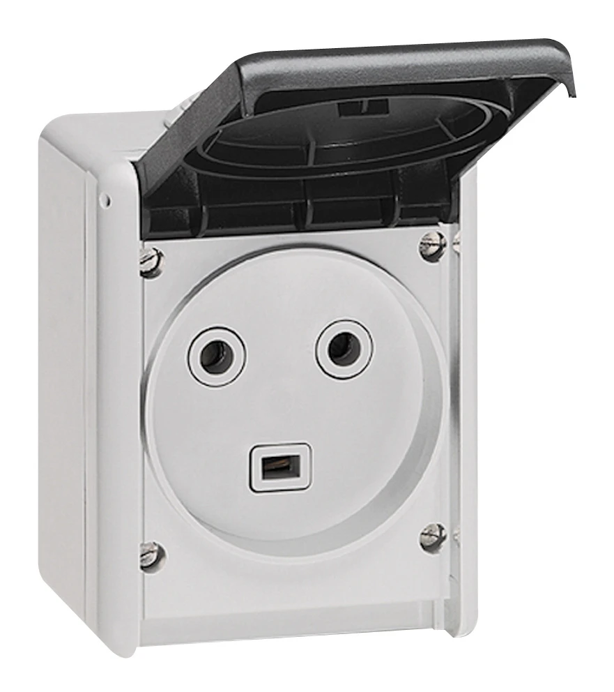 Legrand Plexo socket outlet — 32A, 400V, Grey — 055872