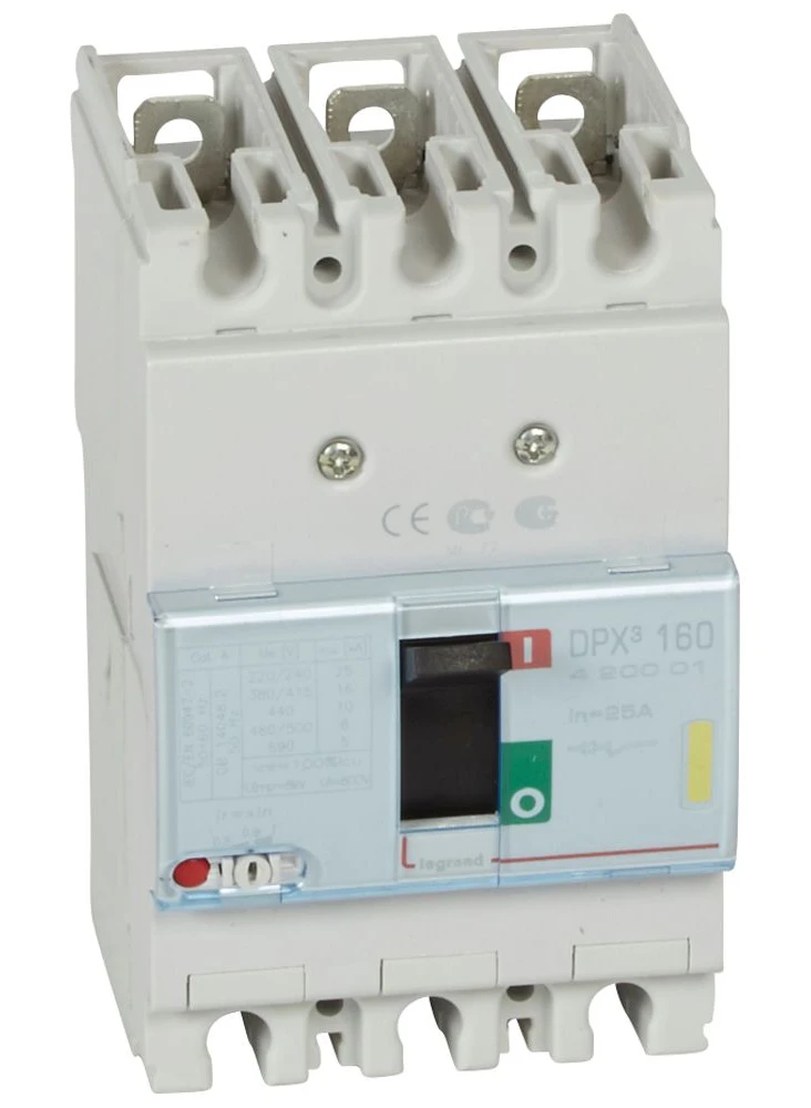 Disjoncteur magnétothermique DPX³160 pouvoir de coupure 16kA 400V~ - 3P - 25A — Legrand — 420001