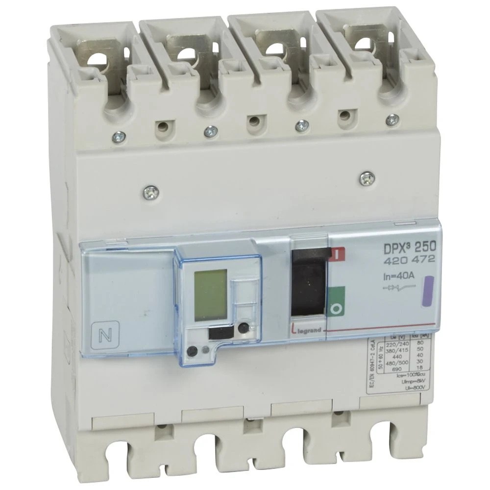 Disjoncteur électronique avec unité de mesure DPX³250 pouvoir de coupure 50kA 400V~ - 4P - 40A — Legrand — 420472