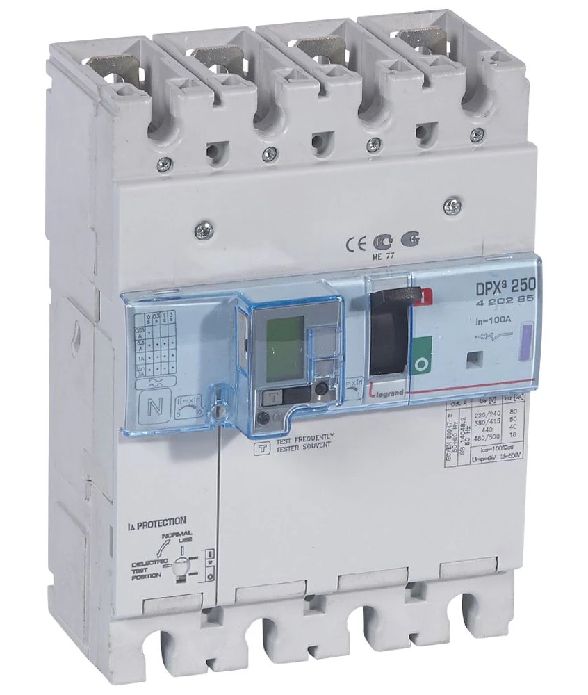 Disjoncteur magnétothermique différentiel DPX³250 pouvoir de coupure 50kA 400V~ - 4P - 100A — Legrand — 420285